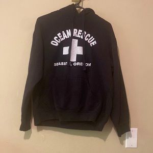 Seaside Oregon black and white hoodie